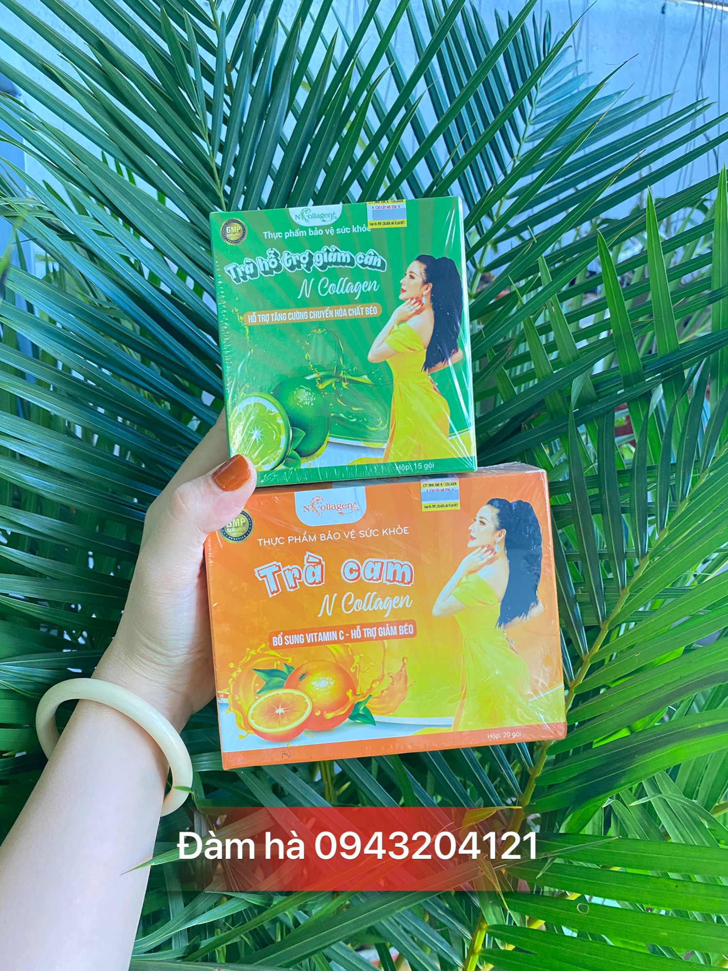 Trà hỗ trợ giảm cân NCOLLAGEN 15 gói- Trà Chanh detox Ncollagen - Trà Cam detox Ncollagen