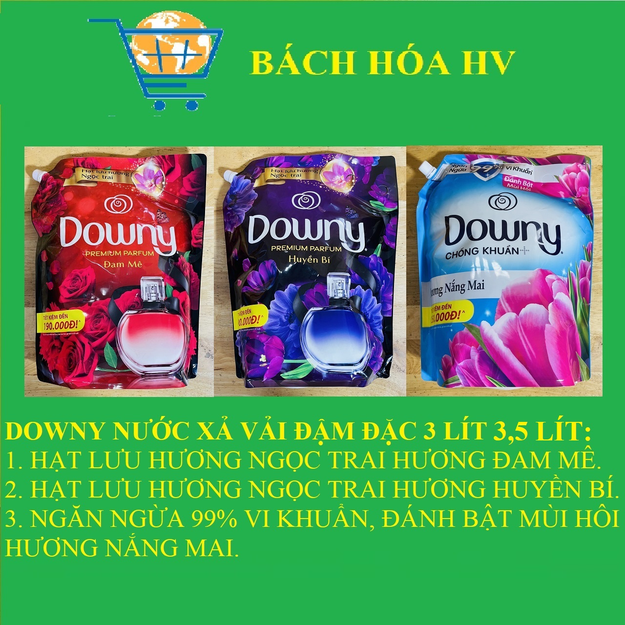 Downy nước xả vải đậm đặc 3 lít & 3,5 lít - bach hoa hv