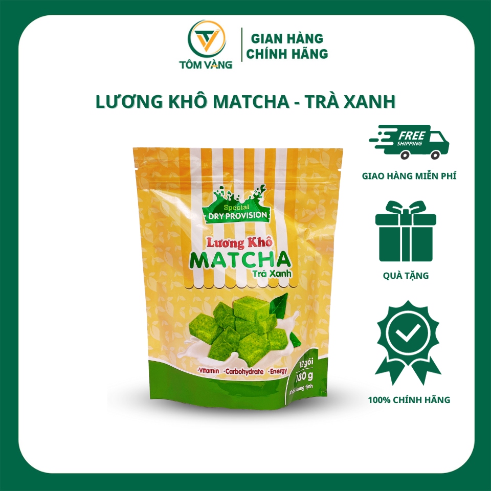 Lương khô Matcha trà xanh gói 180g - Tôm Vàng