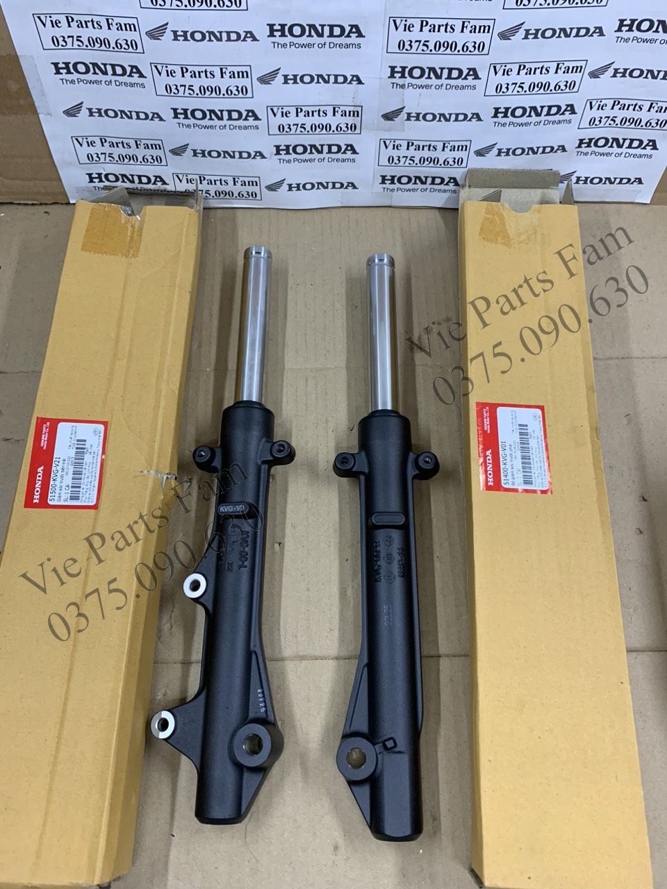 Đôi Giảm xóc trước phải+trái Air Blade 110 từ 2009 đến 2011, hàng din Honda mới 100% (Mã số: 51500KVGV01 và 51400KVGV01)