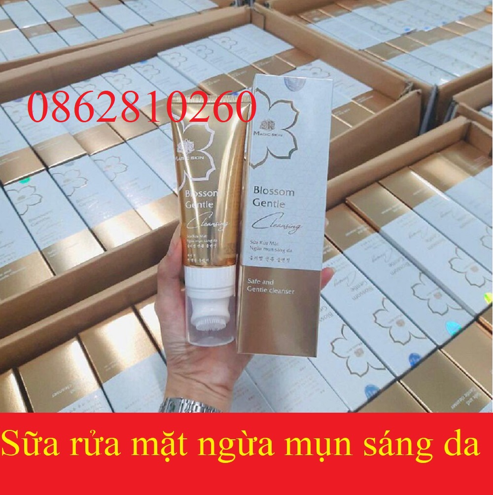 Sữa rửa mặt ngừa mụn trắng da blossom gentle cleansing magicskin magic skin