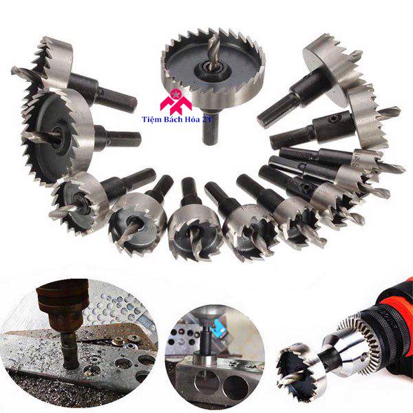 Bộ 13 mũi khoan khoét lỗ hợp kim HSS cao cấp - Khoan gỗ, nhôm, nhựa