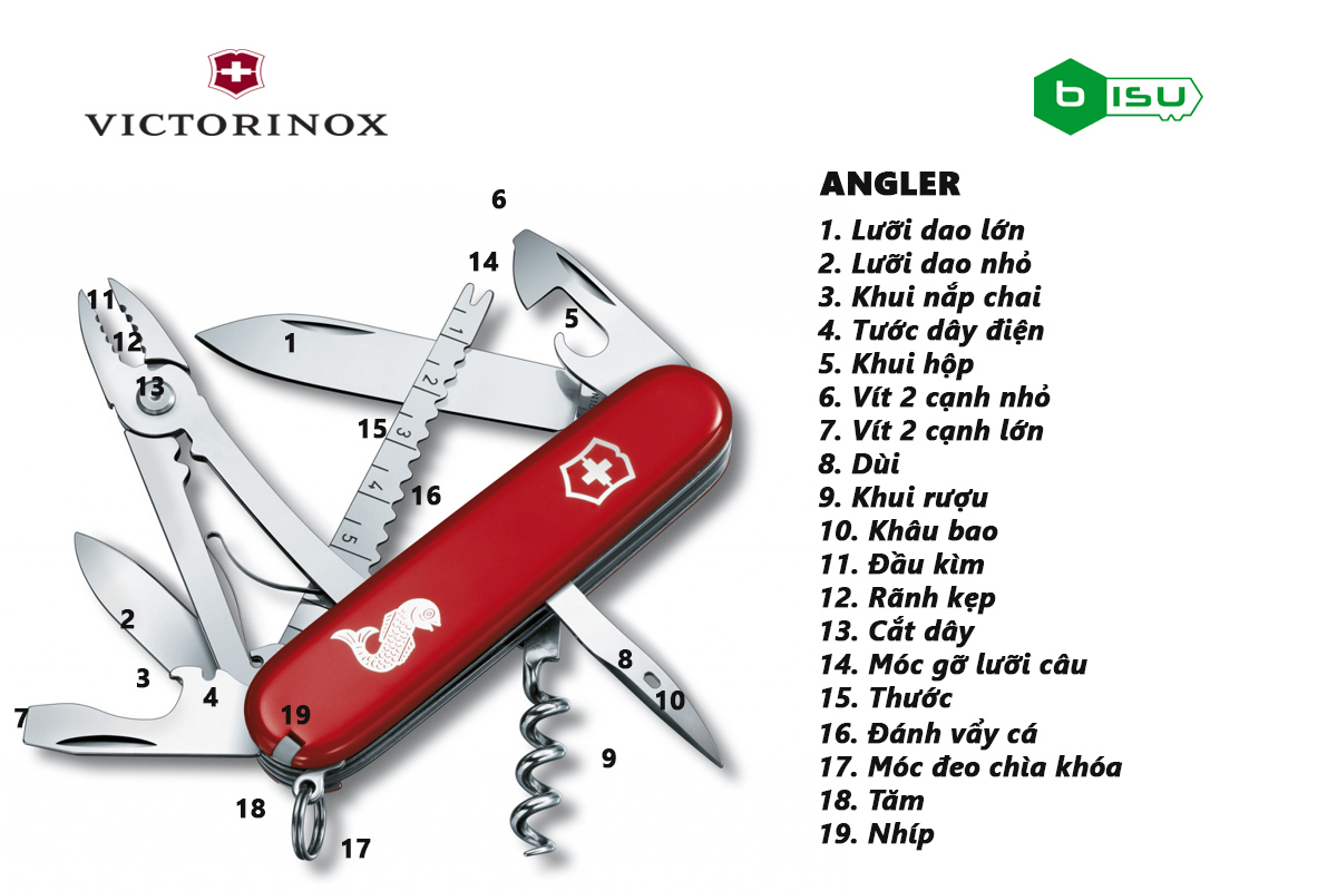 Dụng cụ đa năng victorinox - 91mm - angler red