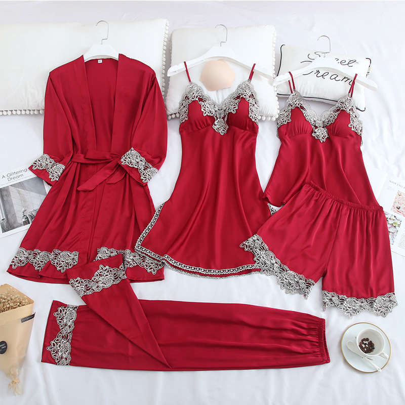 Set ngủ 5 món lụa satin – đồ ngủ lụa cao cấp – bn008