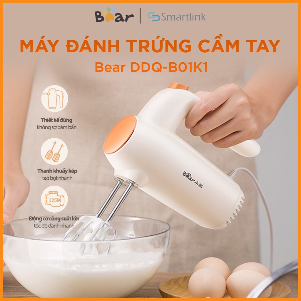 Máy Đánh Trứng Cầm Tay Bear DDQ-B01K1 - Hàng Chính Hãng - Bảo hành 18 Tháng
