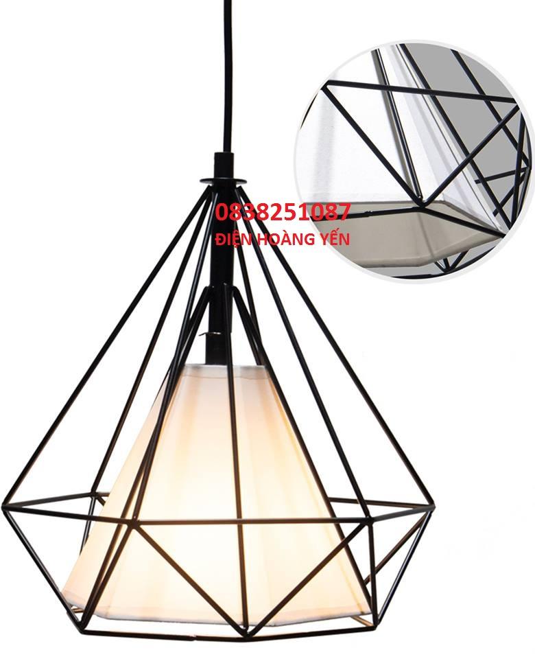 Đèn thả kim cương khung sắt trang trí trần nhà siêu đẹp th007 phi 250 tặng bóng led edison
