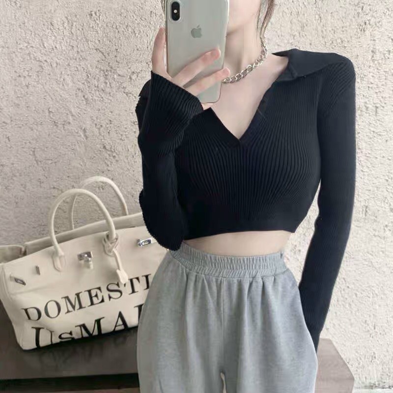 ÁO KIỂU CROTOP DÀI TAY,CỔ BẺ XINH XẮN, CỰC TEEN,SAU LƯNG HỞ CÓ DÂY THẮT NƠ,CHẤT THUN GÂN DÀY MỊN ĐẸP TTSGR