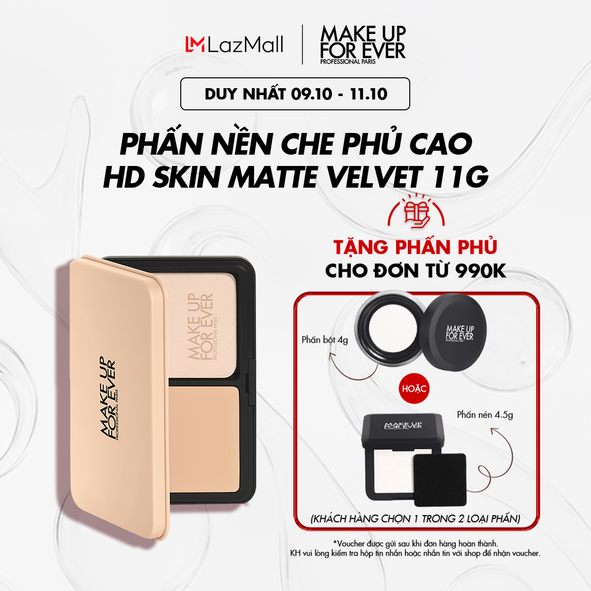 Phấn Nền Trang Điểm Kiềm Dầu HD Skin Powder Foundation 11g  -  MAKE UP FOR EVER - Nhập Khẩu Độc Quyền Từ Pháp
