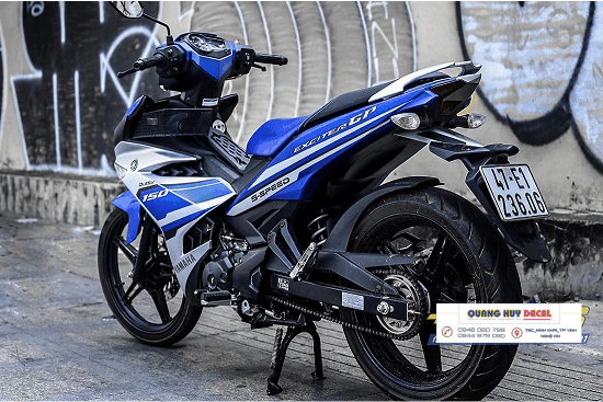 Tem trùm exciter 150 xanh bạc độ đẹp - Tem xe máy exciter 150 xanh bạc thiết kế theo yêu cầu - tem trùm xe ex 150 đẹp và rẻ chất