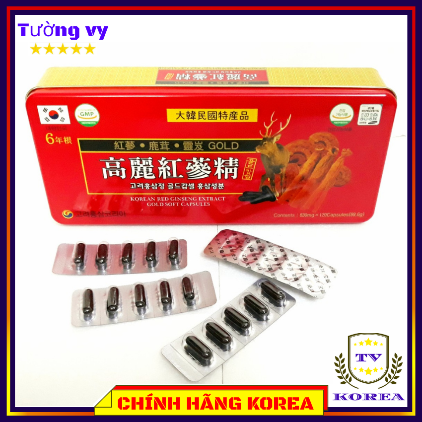 Viên đạm hồng sâm nhung hươu hàn quốc hộp đỏ vip 120 viên, chavykorea