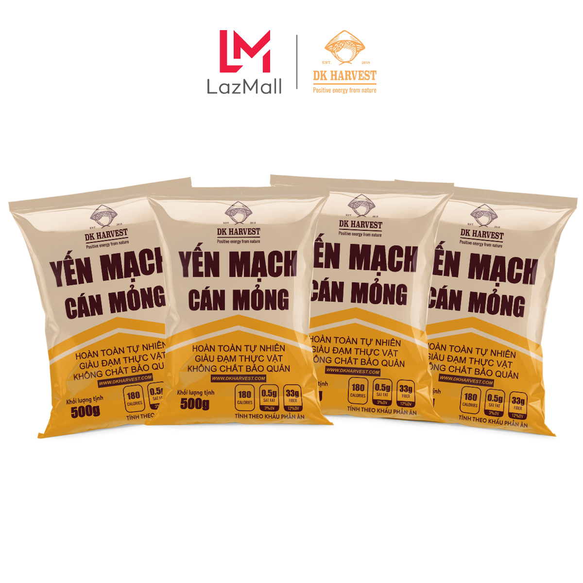 Combo 4 Túi Yến Mạch Nguyên Hạt Cán Dẹt (500g/1 túi) DK Harvest nhập khẩu Úc - yến mạch úc, yến mạch giảm cân, ngũ cốc giảm cân, yến mạch ăn liền, yến mạch cán dẹt