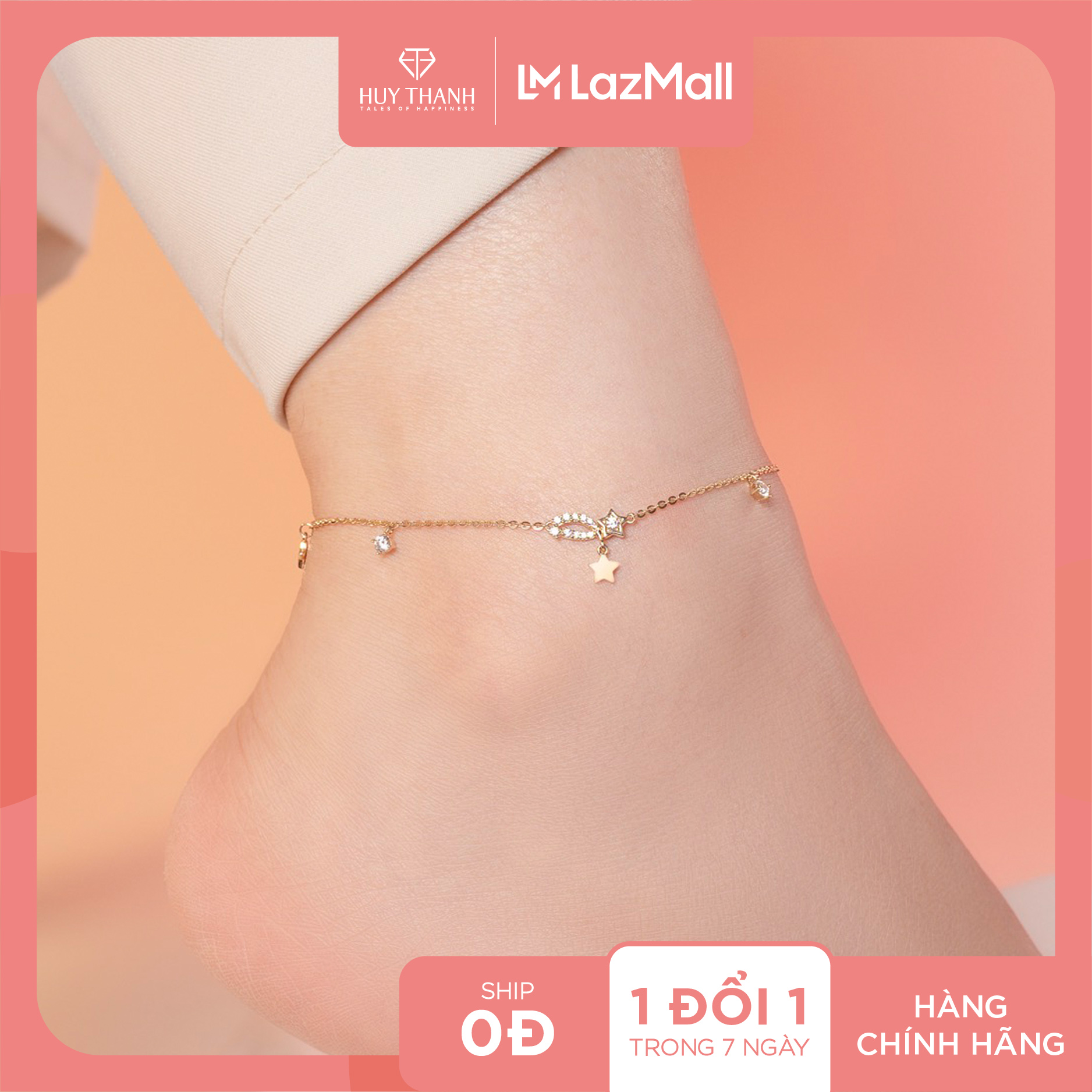 Lắc chân vàng 14k lclf107 huy thanh jewelry