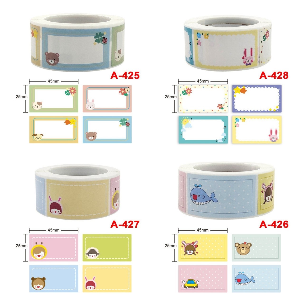 Cuộn 250 tem Sticker Ghi chú, ghi tên cho bé đánh dấu đồ vật
