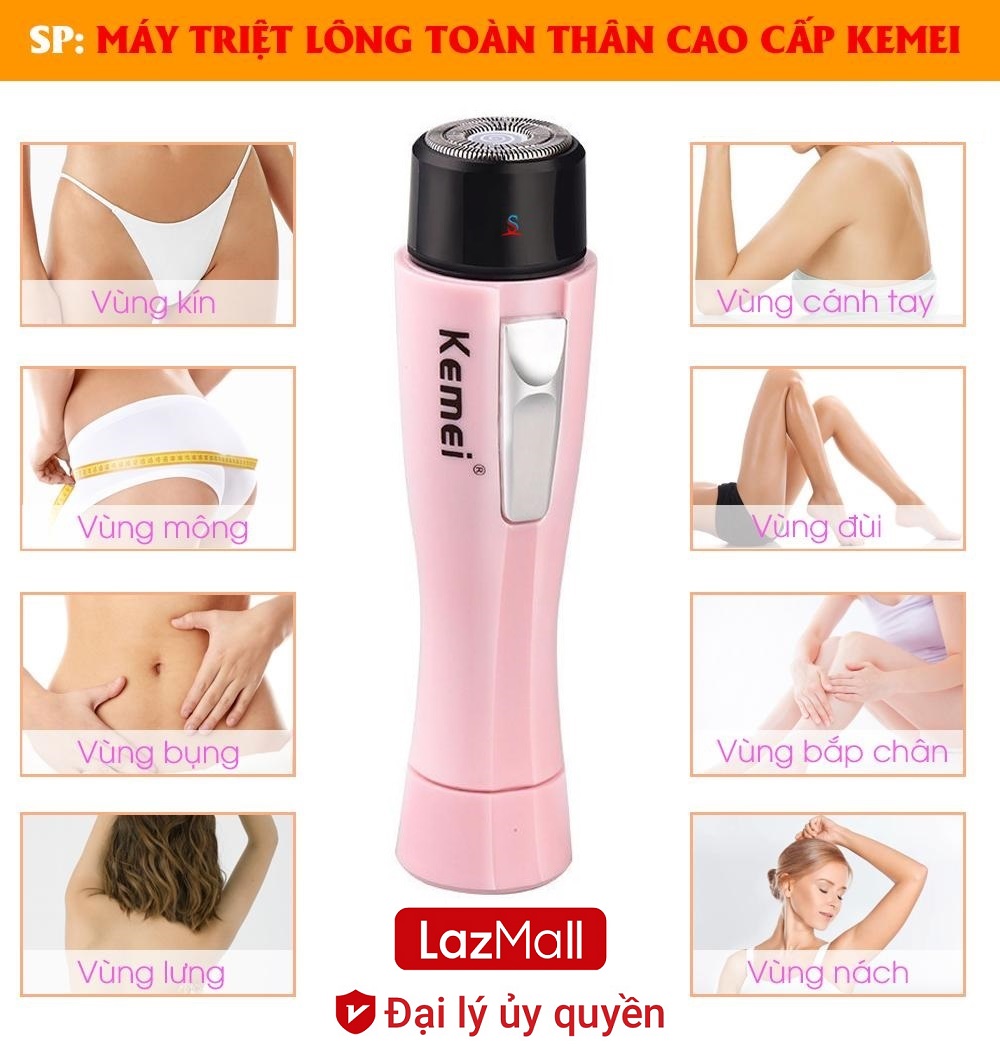 Mã Xịn Đón Sale LazMall Xiaomi Inc. Máy Làm Sạch Lông Cho Nữ Máy Cạo Lông Phụ Nữ Lon Máy Cạo Lông Kemei 1012 Chính Hãng Không Gây Tiếng Ồn Máy Cạo Lông Vùng Kín Thiết Kế Nhỏ Gọn, An Toàn