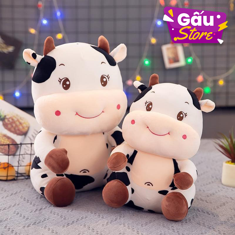 Gấu bông Bò sữa dáng ngồi vải nhung mềm mịn hàng cao cấp