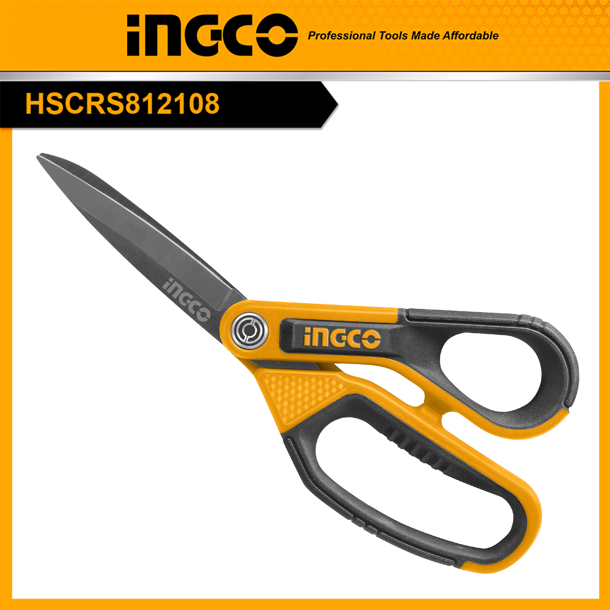 Kéo lưỡi dài cao cấp có cán cao su ingco hscrs812108