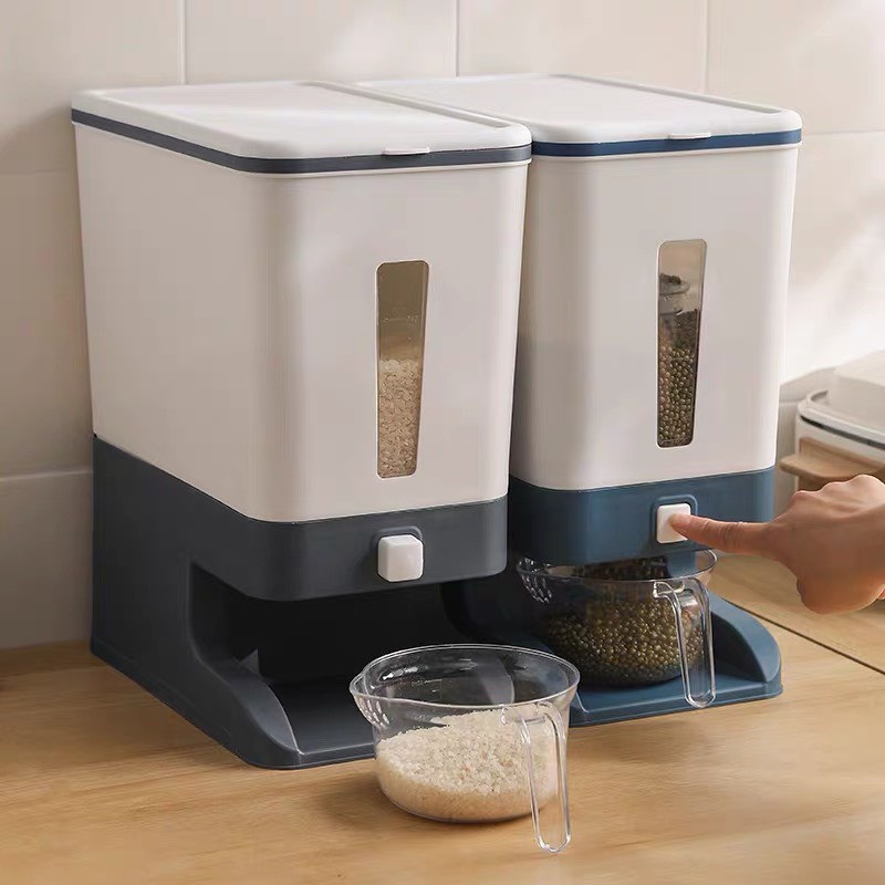 Thùng đựng gạo thông minh, hộp đựng gạo 10kg có nút bấm tiện lợi C1121
