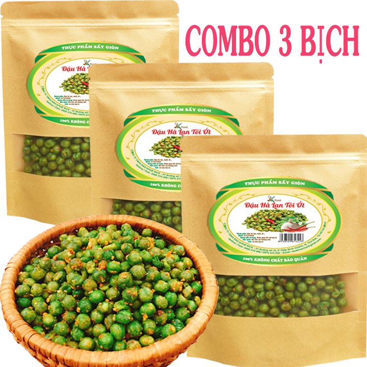 Combo 3 bịch đậu hà lan tỏi ớt mỗi bịch 100g SK FOOD