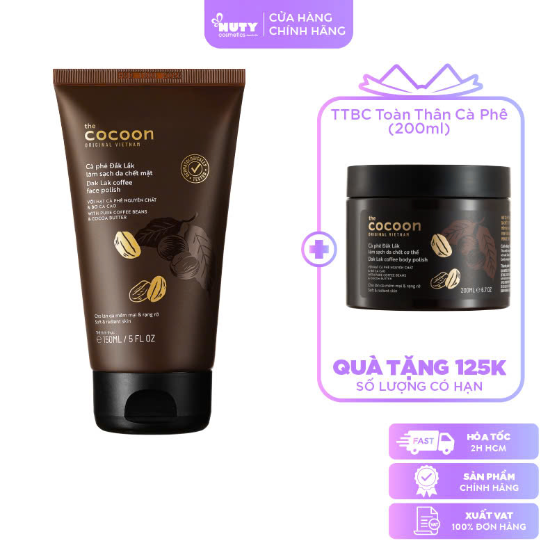 Tẩy tế bào chết mặt cà phê đắk lắk cocoon