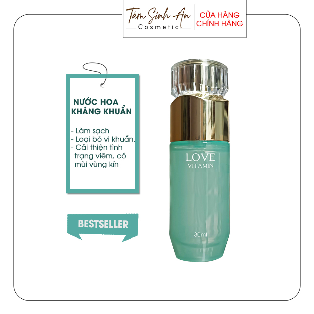 Xịt khoáng kháng viêm vùng kín love vitamin 30ml - nước hoa vùng kín diệt khuẩn, không gây kích ứng da an toàn sử dụng