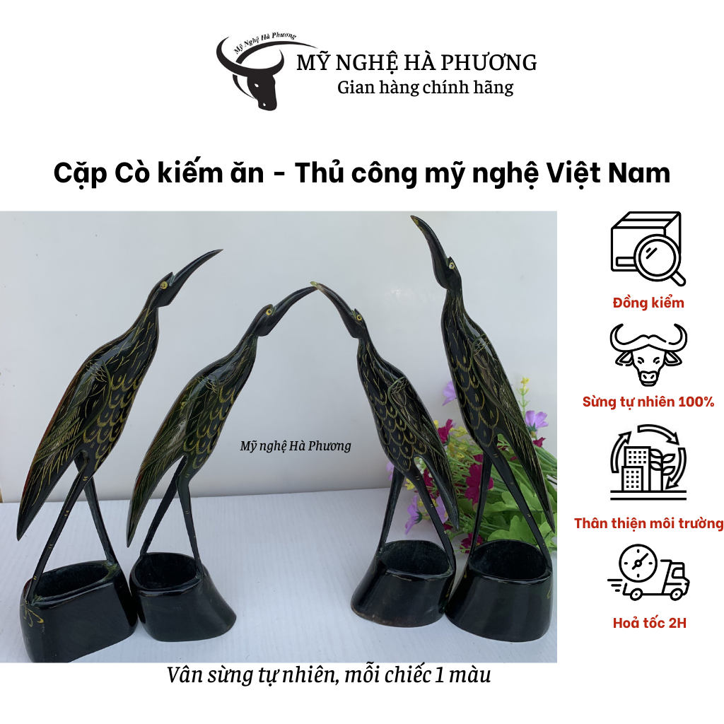 Cặp cò kiếm ăn, Thủ công mỹ nghệ Sừng - Mỹ nghệ Hà Phương
