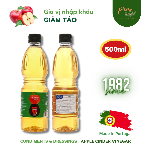 Giấm táo | Apple cider vinegar Paladin 500ml - Dấm ăn hoa quả nhập khẩu Bồ Đào Nha - Pieus House