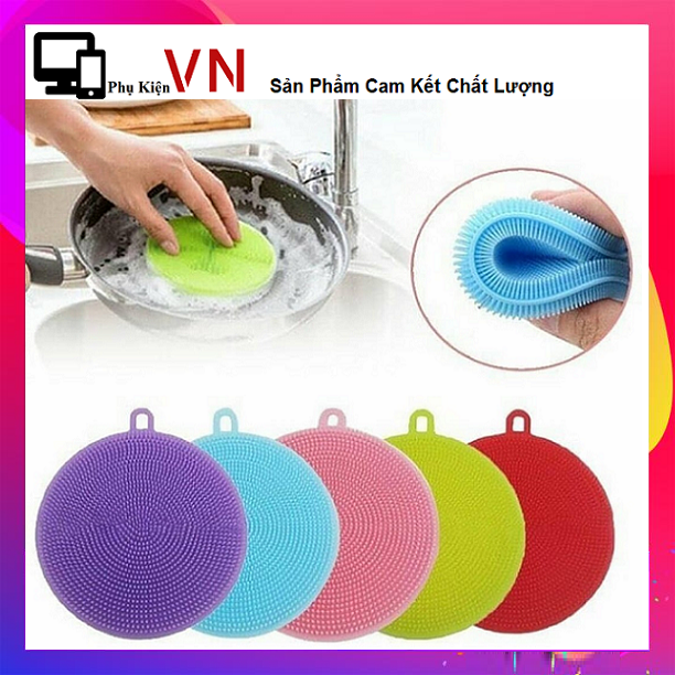 [HCM]⚡ Miếng Rửa Bát Chén Dĩa Silicon Tiện Lợi Cho Nhà Bếp - Miếng Rửa Chén Bát  Xoong Nồi Silicon Có Lỗ Treo ⚡