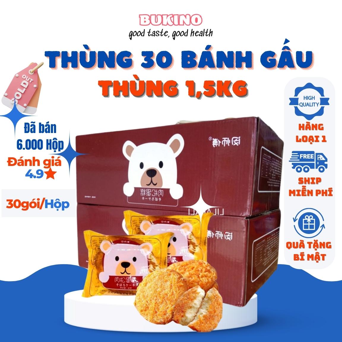 1 Hộp 30 chiếc bánh ruốc gấu chà bông Đài Loan siêu ngon hấp dẫn 1500gram, đồ ăn vặt bánh ngọt date luôn tươi mới