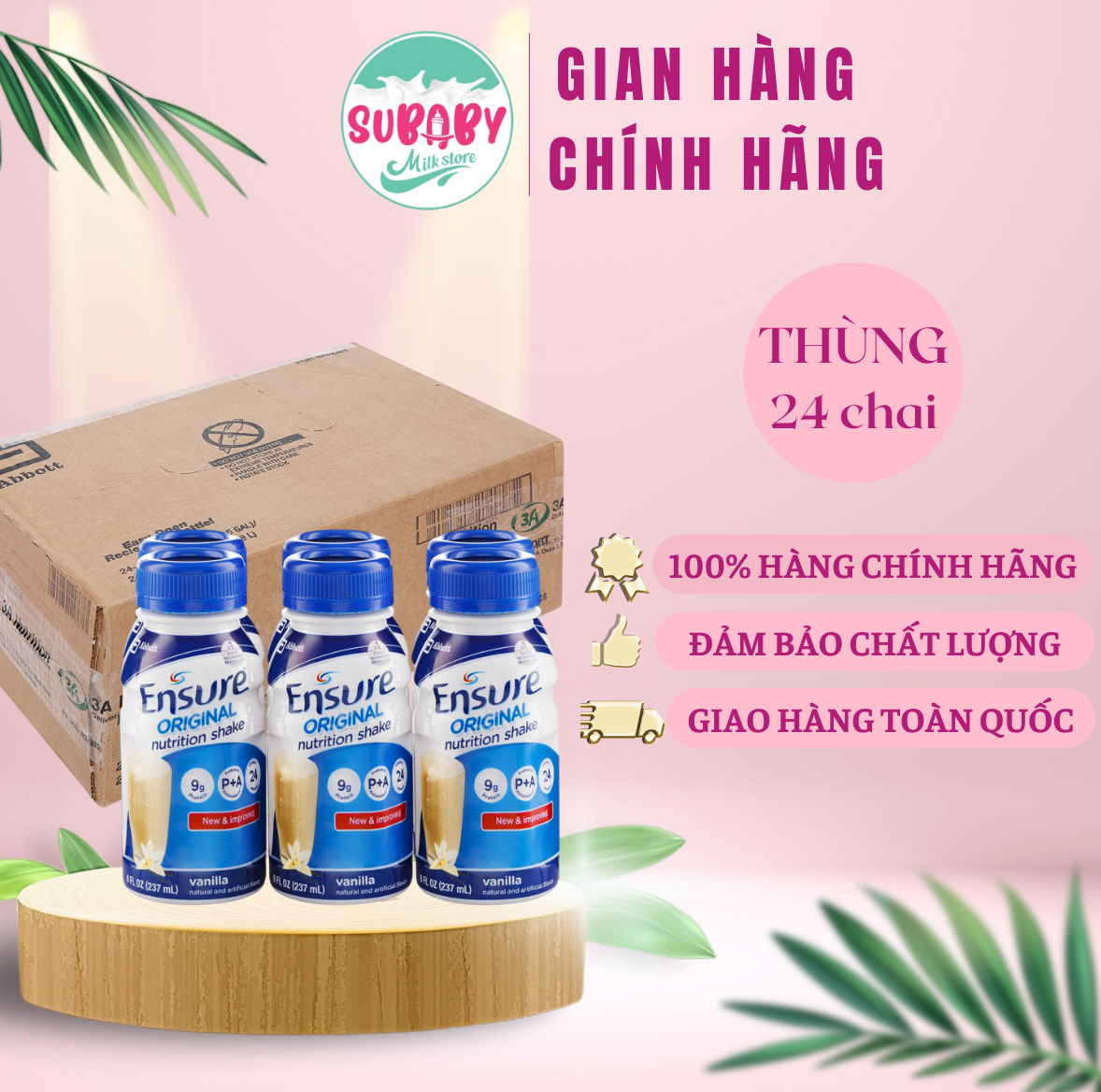 Thùng 24 chai sữa Ensure nước vani 237ml