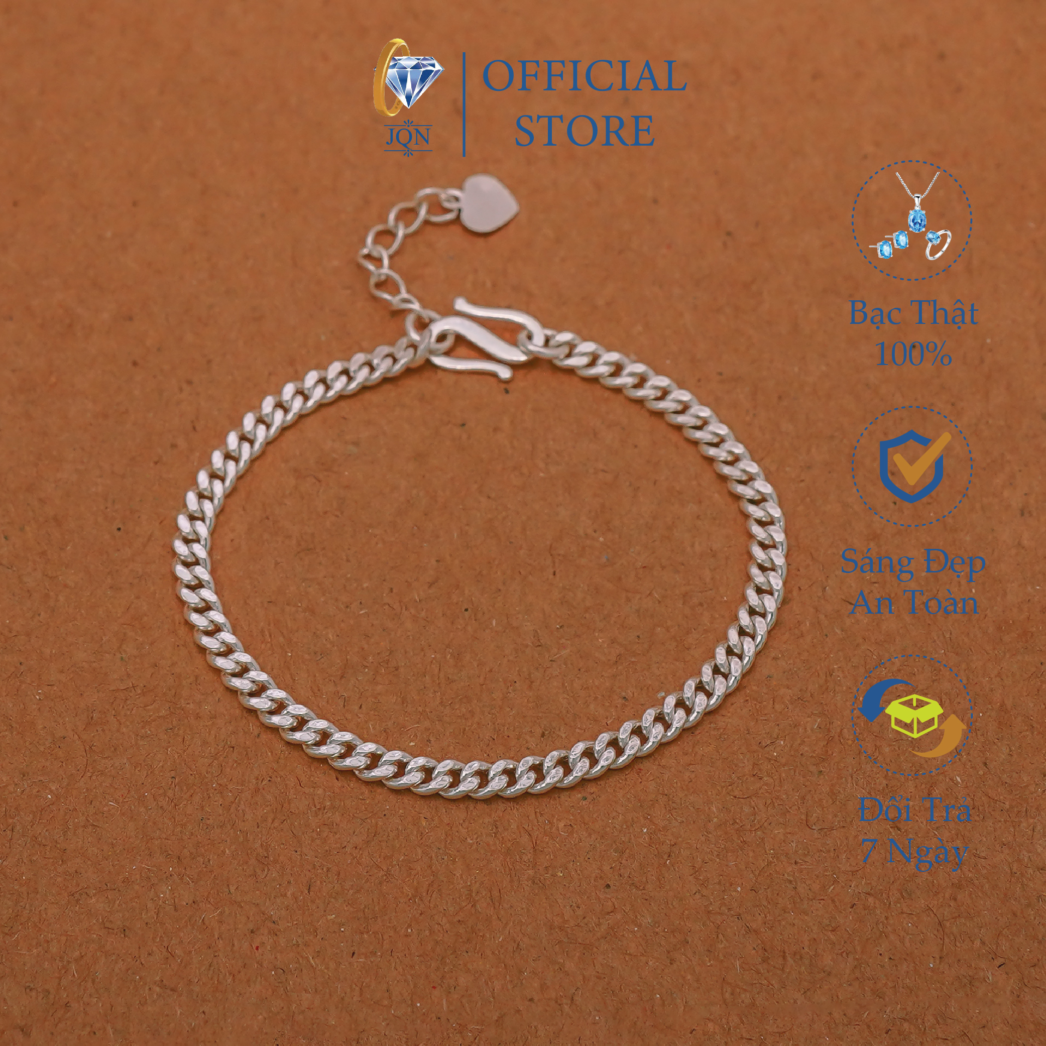 Lắc tay bạc cho bé trai vòng bạc ta trang sức trẻ em jqn b09