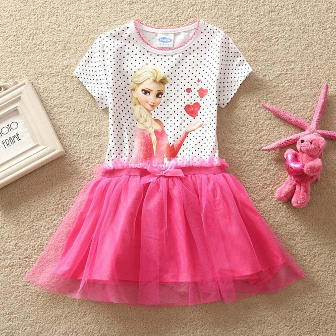 Đầm trẻ em váy bé gái hoạt hình frozen&elsa đáng yêu tay ngắn