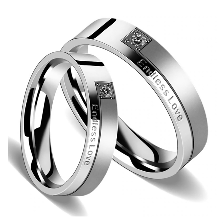 Freeship Nhẫn cặp đôi đính hạt Endless Love CNH034
