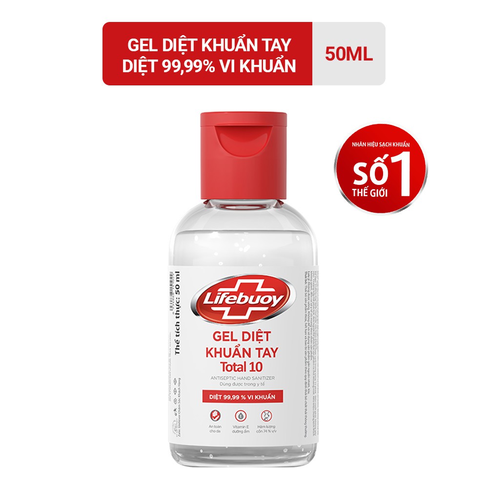 Gel rửa tay khô sạch siêu nhanh Lifebuoy bảo vệ vượt trội 10 50ml ( Diệt sạch 99% vi khuẩn )