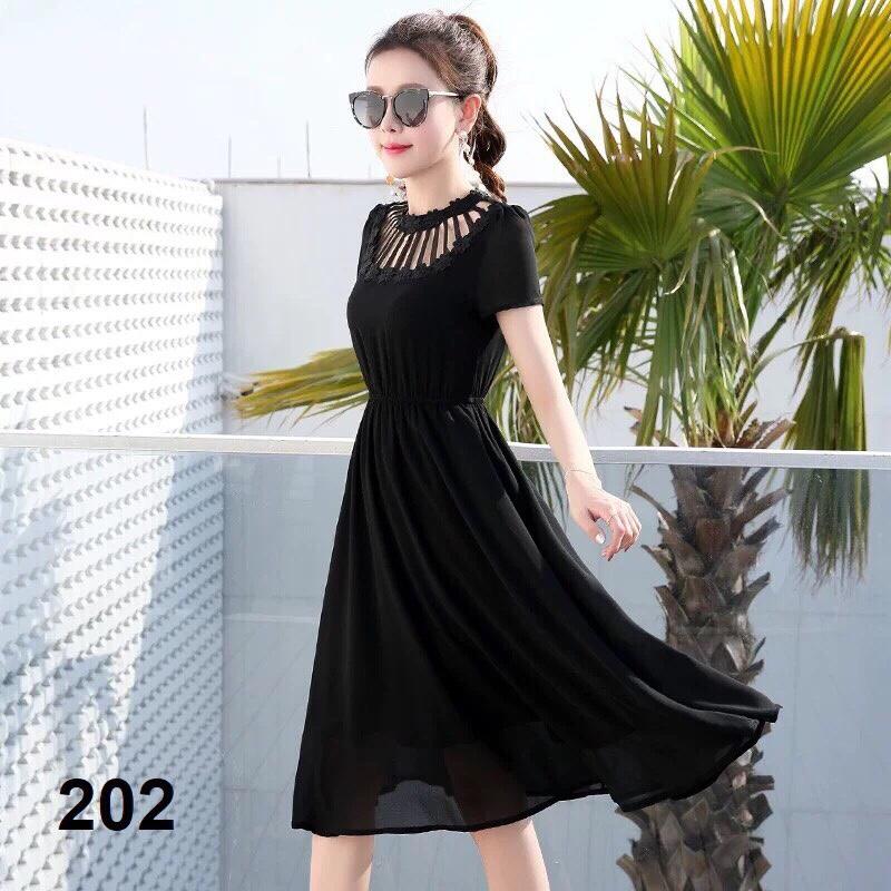 Đầm sơ mi tay lỡ cột nơ eo hàng quảng châu cao cấp hn888