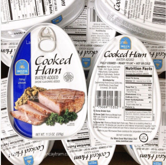 Thịt hộp Cooked Ham Bristol 326g Nhập Khẩu Mỹ date mới