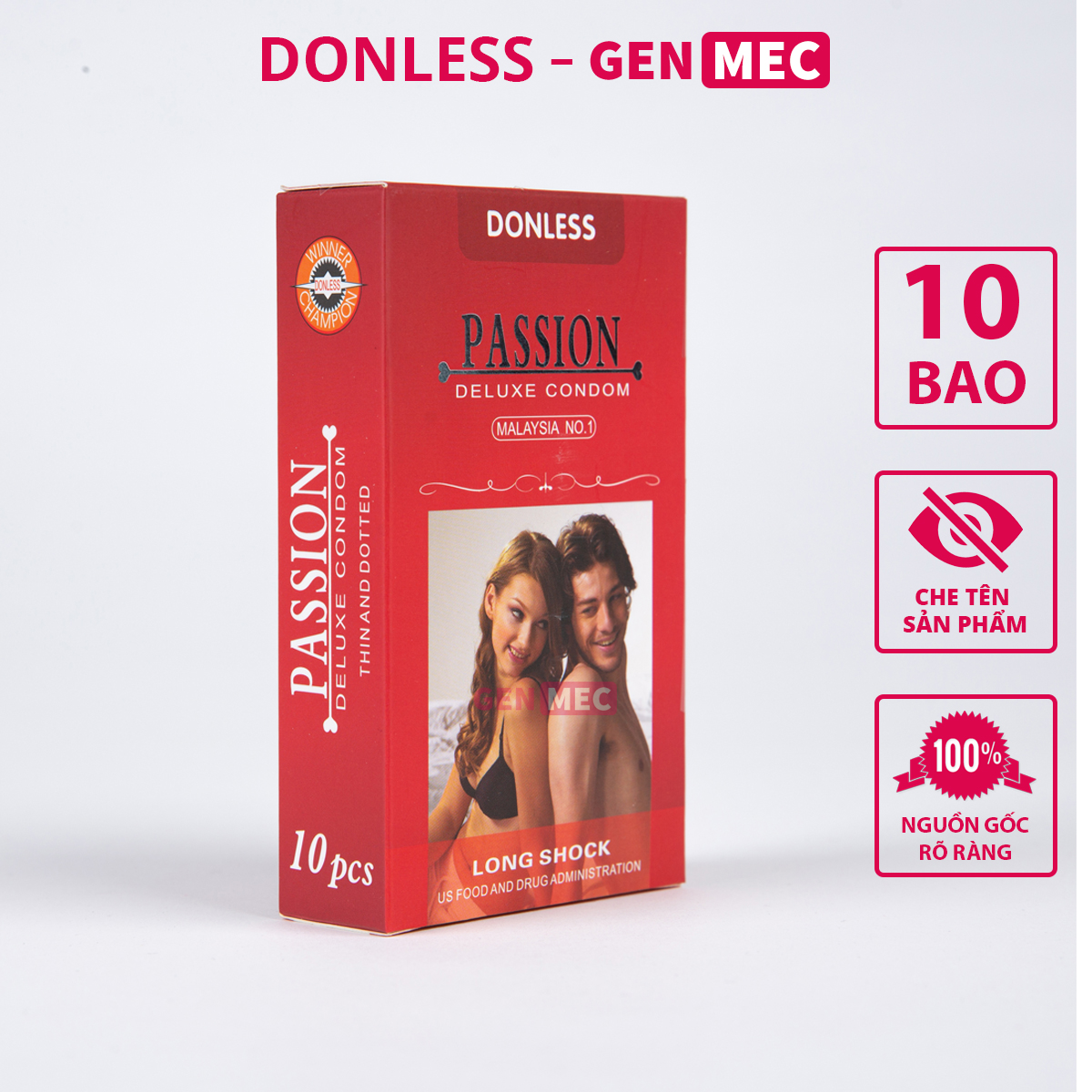 Bao cao su donless passion gai nổi toàn thân - siêu hưng phấn - bcs donless passion hộp 10 bao - genmec