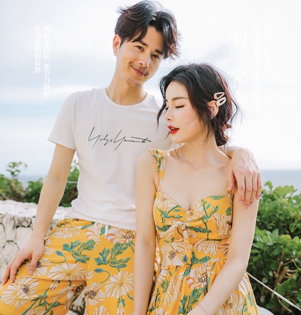 Đồ bơi/bikini đôi cao cấp váy vàng hoa kèm quần đùi