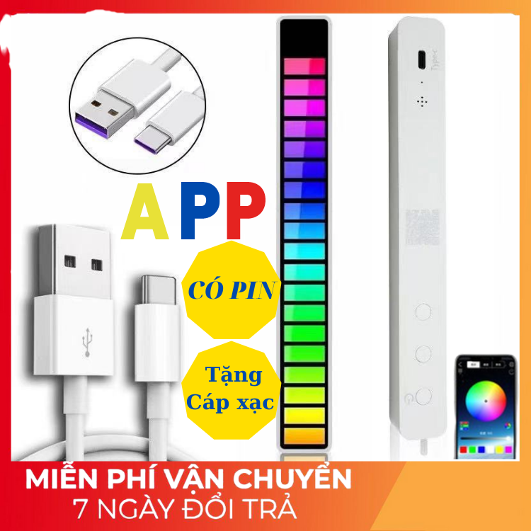 Đèn Led Nháy Theo Nhạc Cao Cấp Điều Led Cảm Ửng Âm Thanh Điều Khiển Bằng Giọng Nói 32 RGB