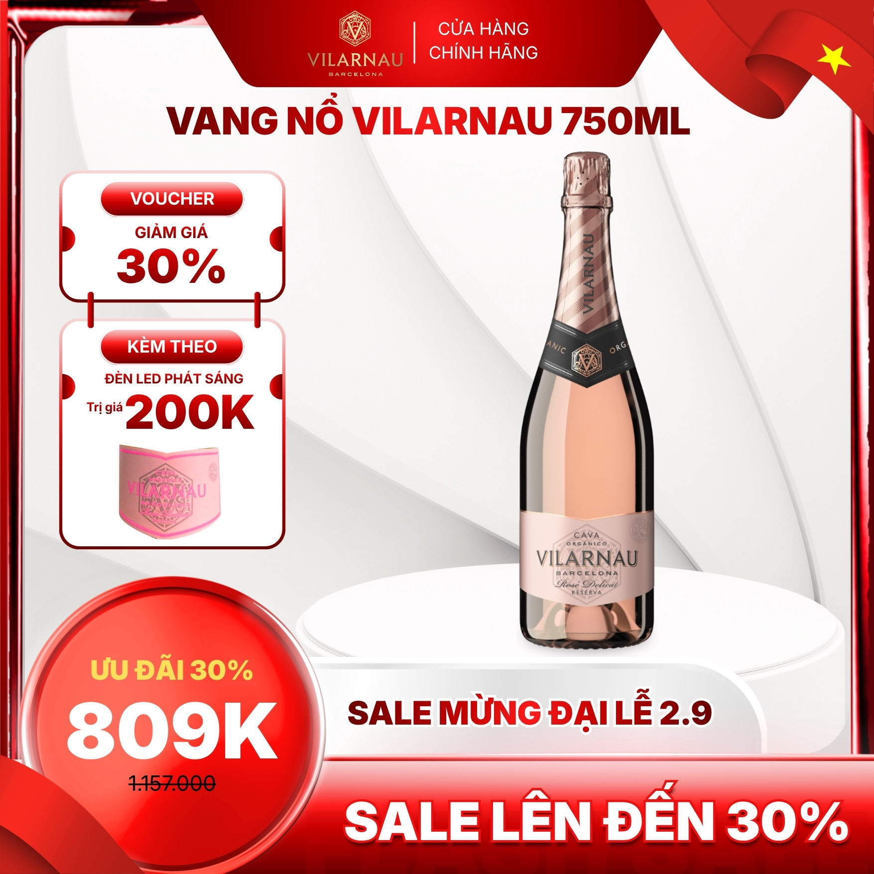 Rượu vang nổ VILARNAU Rosé Delicat Nồng Độ Alc 12% 750ml [Cava - Barcelona]