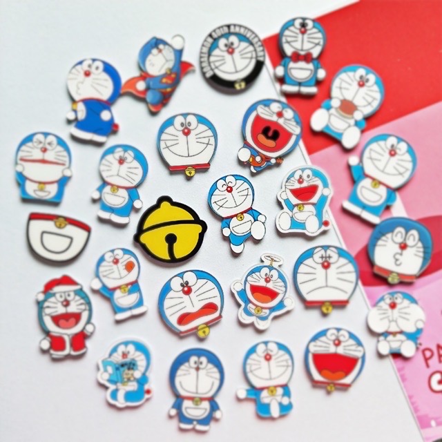 [HCM]Set 2 Stick Trang Trí Cặp Và Cài Áo Đeo Cặp Hình Đôremon