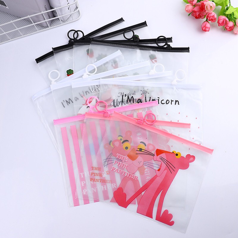 Túi Zip A5 đựng bút hình cáo hồng cute