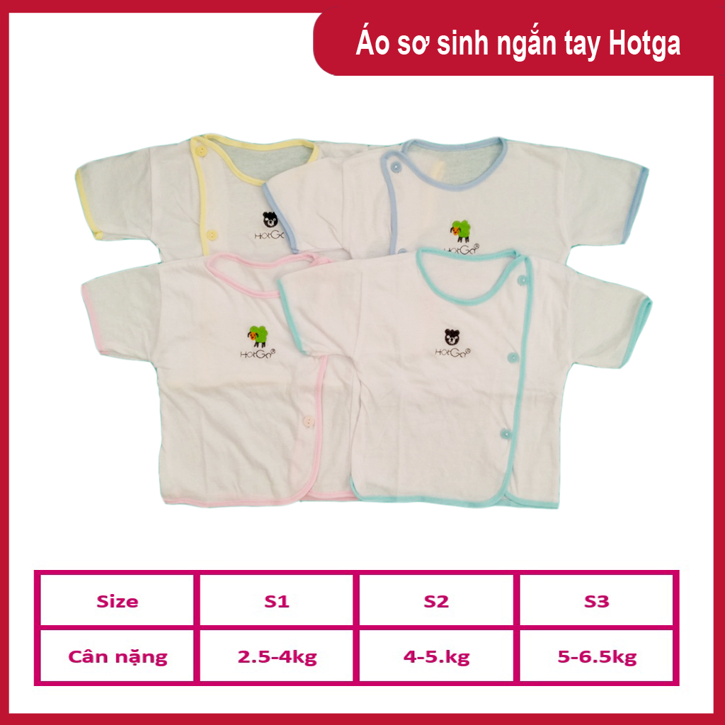 Áo sơ sinh bác sĩ tay ngắn gài nút HotGa cho bé từ 3-7 kg