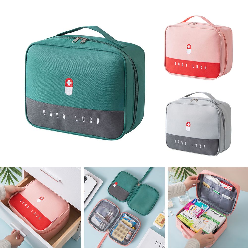 LE6Y Di động Ngoài trời Hộp đựng thuốc Du lịch Hộp sinh tồn khẩn cấp Nhiều lớp Túi sơ cứu Bộ sơ cứu trên ô tô Hộp đựng thuốc Hộp đựng mỹ phẩm