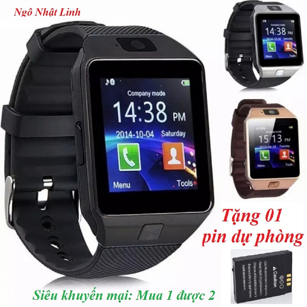 Đồng hồ thông minh Smart watch DZ09 tặng 01 pin chính hãng