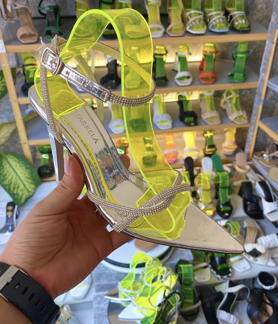 Sandal cao gót nữ quai fun xoàn gót cao 9 phân