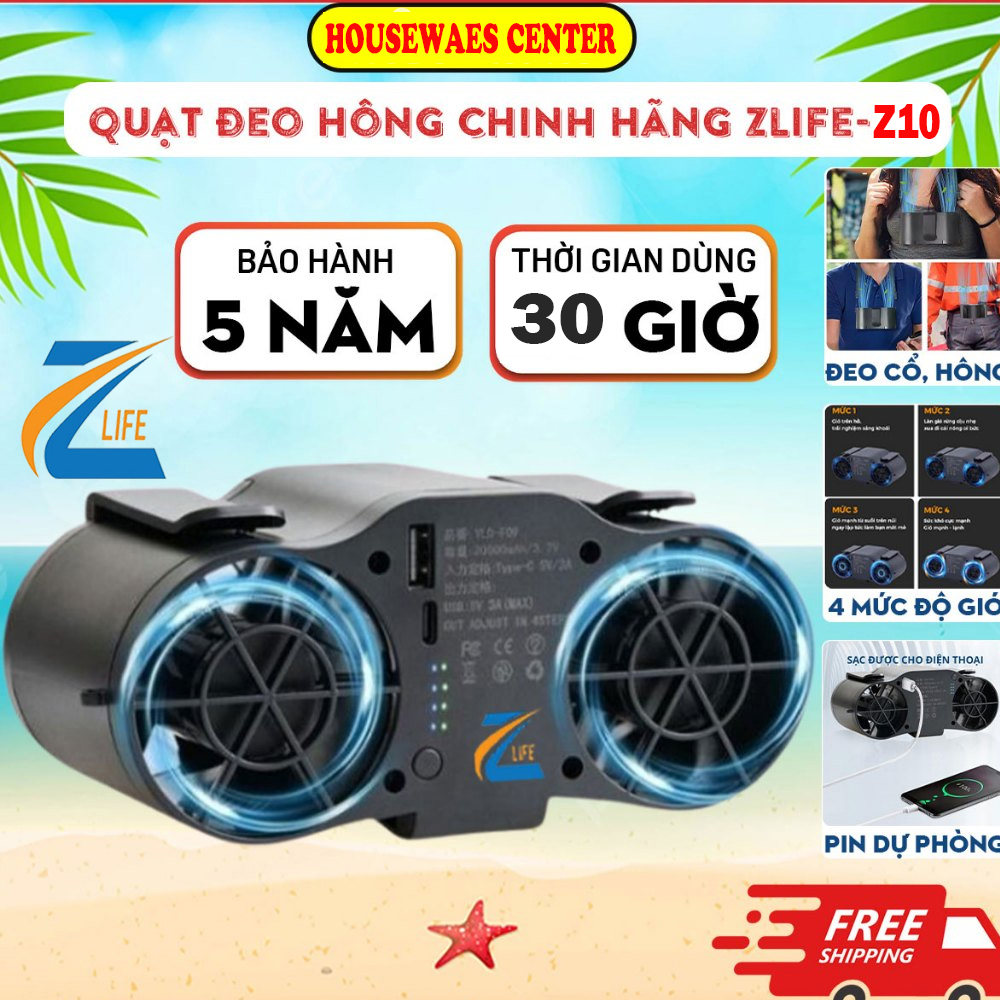 Quạt đeo thắt lưng làm mát siêu nhanh, Quạt đeo cổ cao cấp, Quạt cắm trại pin 25.000 mAh dùng 30 giờ, quạt kẹp mini tích điện quạt để bàn pin trâu