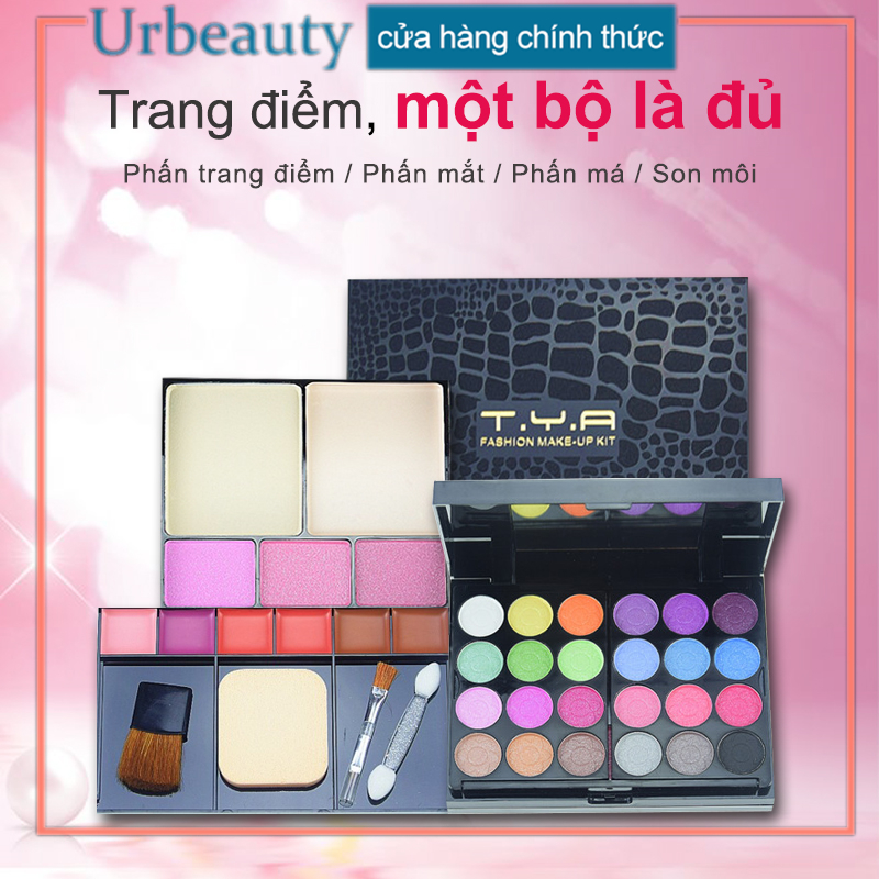 [HCM]【Urbeauty Mall】Hoàn thành Makeup Makeup Set Kết hợp nhiều màu Blush Eyeshadow Powder Powder Lip Gloss Makeup Box