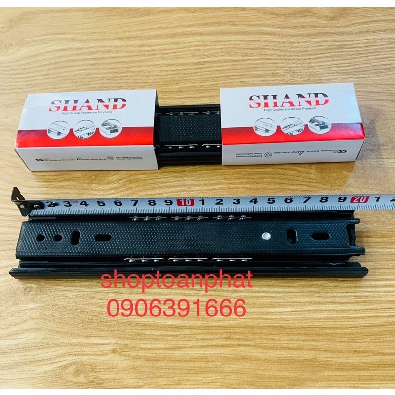 Ray tủ kéo 20cm, bản 42mm ray bi tầng 2 tấc màu đen