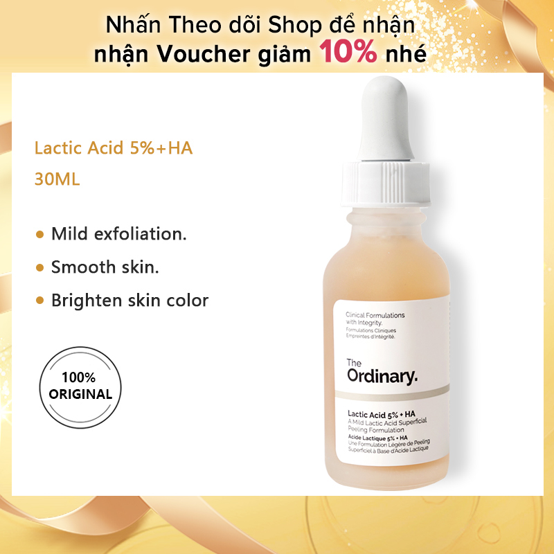 The Ordinary chính hãng Lactic Acid 5%+HA - 30ml,Dưỡng da  peel da mặt mụn