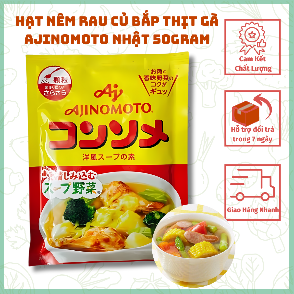 Hạt nêm rau củ Ajinomoto 50gram Nhật bản cho bé ăn dặm